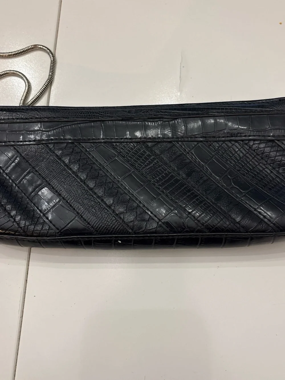 Mexx Black Croc-Embossed Clutch Bag